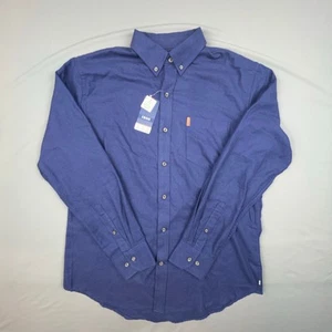 IZOD Camicia Uomo Tessuto Riciclato con Bottoni M Blu Manica Lunga Traspirante Asciugatura Rapida - Foto 1 di 8