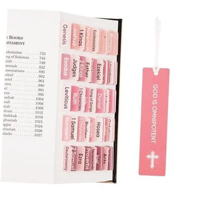 Pestañas bíblicas para mujeres y hombres tema, 75 pestañas bíblicas impresas grandes y 1 rosa Foto 1 de 4