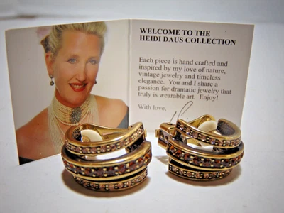 Pendientes Heidi Daus Negro Cuentas Miel Oro Clip con CAJA Foto 1 de 4