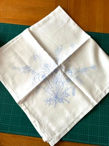 Vintage Linen Pansies Bouquet Tablecloth For You to Embroider - 44"x42" - No 14 - Picture 1 of 2