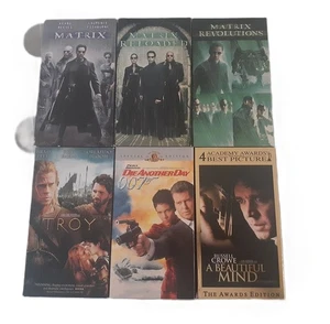 6 movies on VHS the Matrix trilogy, Troy, Die another day, A Beautiful Mind - Picture 1 of 1