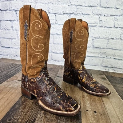 Botas occidentales Lucchese para mujer hechas a mano exóticas de pierna de avestruz coñac talla 7,5 B Foto 1 de 4