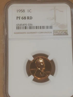 1958 Proof Lincoln Wheat Cent Penny NGC PR 68 RD - Image 1 of 4