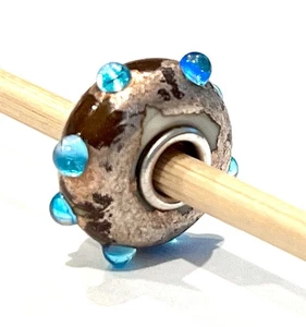 Neu TROLLBEADS OOAK Unikat LAA 925S Braun & Türkis erhabene Punkte - Bild 1 von 12