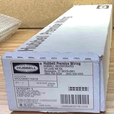 Hubbell Premise Wiring MCC5806110A19 Category 5 48 Port 8 Position Jack T568B - Image 1 of 3