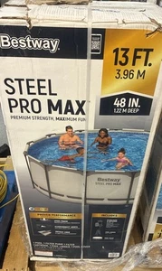 Bestway Steel Pro Max 13'x48" runder oberirdischer Pool mit Pumpe & Abdeckung - Bild 1 von 3