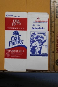 Vintage Oak Farms latte cartone Dallas Texas Megaman Warrior Waco Houston - Foto 1 di 2