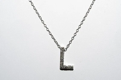 Collar deslizable letra "L" con racimo de diamantes naturales de 0,20 quilates de plata de ley 925 de $900 Foto 1 de 4