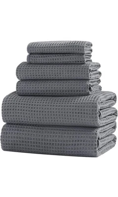XIQ 40x80 Inch Oversized Bath Sheets Towels, 6PCS, Waffle Weave Microfiber- Grey - Image 1 of 4