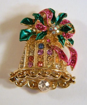 Betsy Johnson Campana de Navidad Nueva con Cristales de Colores Foto 1 de 4