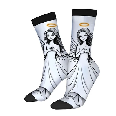 Шикарный ангел иллюстрации носки - 2 пары унисекс модные носки смешанных цветов  - Изображение 1 из 4