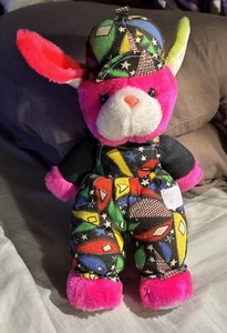 Vintage Nadel & Sons Pink Hip Hop Bunny Stuffed Animal Plush Colorful And Rare - Picture 1 of 24