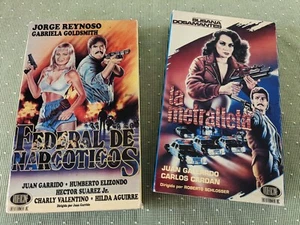 Mexican Action Movies VHS Lot of 2 Federal De Narcoticos & La Metralleta - Picture 1 of 5