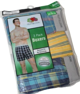 Fruit of the Loom Men's 3-Pk Contemporary Plaids & Stripes Boxers Small (28-30) - Picture 1 of 3