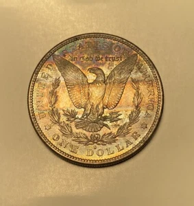 1879-S Morgan dollaro d'argento non circolato MS nastro arcobaleno tonico - Foto 1 di 6