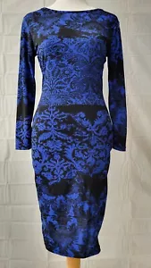 Abito body donna Forever 21 blu nero marmo manica 3/4 lunghezza media taglia S - Foto 1 di 8