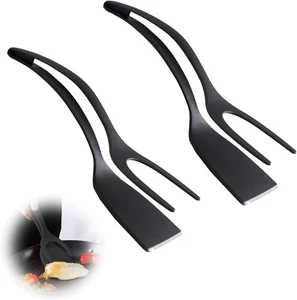 2 Stück 2 in 1 Easy Egg Flipper, Handgriff-Umdrehung der Zange, Antihaft Flipper - Bild 1 von 7