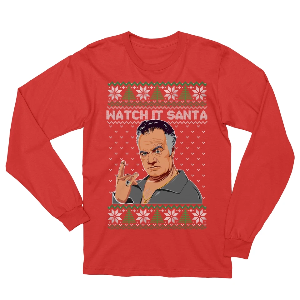 Watch It Santa Paulie Italian New Jersey Ugly Xmas Long Sleeve Tshirt - Image 1 of 1