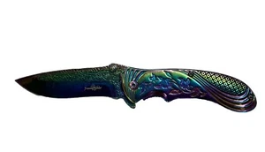 Femme Fatale FF-A008 Folding Pocket Knife Spring Assisted Rainbow Plain Liner SS - Picture 1 of 4