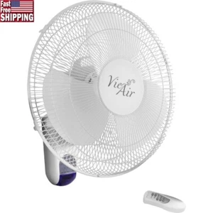 16" Wall Mounted Oscillating Fan Remote Control 3 Speed Quiet Timer Durable New - Picture 1 of 7