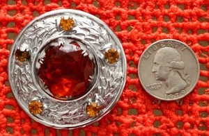 VINTAGE- MED. AMBER COLOR STONES W/ SILVER TONE -PIN / BROOCH-- FOR CAPE OR COAT - Picture 1 of 3