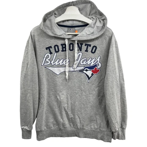 Toronto Blue Jays Hoodie Womens XL Pullover Sweatshirt Big Spellout Logo Gray Cover