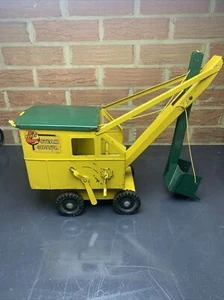 Vintage Buddy "L" Pressed Steel Steam Shovel Yellow Green - Picture 1 of 18