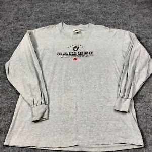 Vintage Lee Sports Shirt Mens XL Gray Oakland Raiders NFL Football Long Sleeve