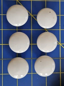 Lot of 6 Round White / Off-white Porcelain Cabinet Drawer Pulls Knobs  1-3/8" - Picture 1 of 4