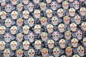 Sugar Skull Print Fabric Dia de Los Muertos Day of The Dead Cotton 1 Yd x 43/44" - Picture 1 of 1