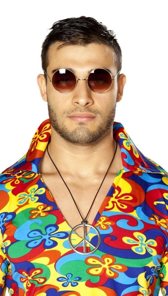 sexy ROMA peace SIGN hippie 70'S seventies RETRO austin POWERS silver NECKLACE - Image 1 of 1