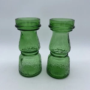 Vintage Green Glass Vase Candle Holder - Made in Italy - Set of 2 - Picture 1 of 7