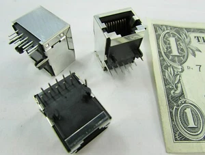 Lote de 10 conectores Ethernet Bel Stewart RJ45 PCB 10P10C dorados SS64100-044F - Imagen 1 de 12