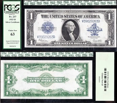 Awesome Crisp CHOICE UNC 1923 $1 Silver Certificate! PCGS 63! FREE SHIP! 29263D - Image 1 of 3