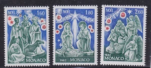 (monaco)1982 Sc 1354/6 christmas,noel set,MNH w1692 - Picture 1 of 1