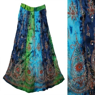 Maxi Falda Para Mujer Boho Talla Grande XL/XXL/1X/2X Étnica India Floral Lentejuelas Foto 1 de 4