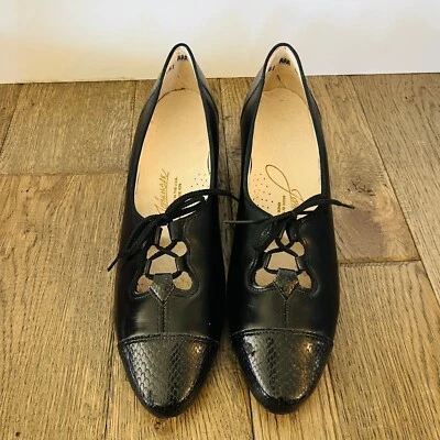 Zapatos Steampunk Johansen De Colección Mujer 9 AAA Tacones Cuero Negro Estampado Serpiente NUEVO Foto 1 de 4