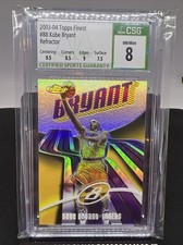 2003-04 Topps Finest Kobe Bryant #88 CSG 8 Refractor # 158/250 Basketball Card