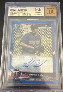 LaMonte Wade 2018 Bowman Chrome #’d /150 Blue Mojo Refractor AUTO BGS 9.5 Pop 2! - Picture 1 of 1