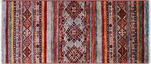Läufer Handarbeit Khorjin Super Kazak Wolle Teppich 2 Fuß 0 Zoll x 4 Fuß 9 Zoll - Q16961 - Bild 1 von 8