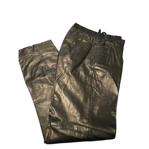 GUC Rage Vintage Men's Black Leather Pants Pleats Pockets Size 29x33 - Picture 1 of 6