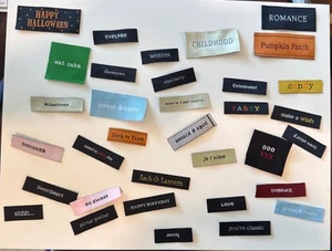 NEW Lot 30 Threads Woven Labels Words Embellishments Inspirations Scrapbook - Picture 1 of 6