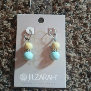 Pendientes colgantes de arcilla Jilzarah joyas redondas azul verde - Imagen 1 de 3
