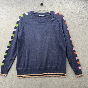 Zaket and Plover Rainbow Sleeves Detail Silk Cotton Blend Blue Sweater Top XS - Picture 1 of 9