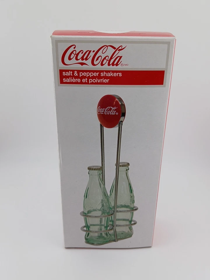 Shakers de sal e pimenta Coca-Cola Tablecraft 1 oz | Vidro colorido verde com retrô  - Imagem 1 de 4