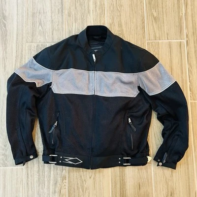 Chaqueta de moto Power Trip Mesh para hombre mediana negra gris acolchada ventilada Moto Foto 1 de 4