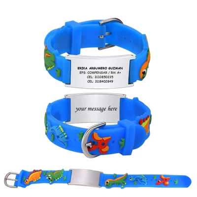 H ID Armband Silikon Personalisiert Verstellbar Gravur Mädchen Jungen Geschenk - Bild 1 von 4