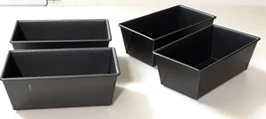 Set of 4 Non-Stick Loaf Pans Aluminized Steel 6"x3.25"x2.25" Deep Half 1/2 Pound - Picture 1 of 3