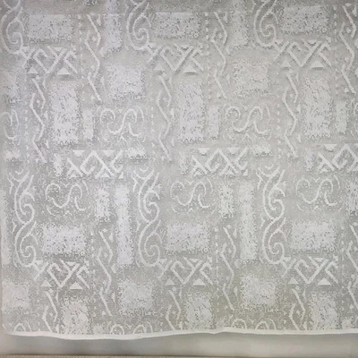 VINTAGE WHITE LACE NET CURTAIN GEOMETRIC 45"  - SOLD BY WIDTH - PRIVACY-FREE P&P - Image 1 of 4