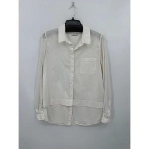 Vince. White Long Sleeve button front shirt with silk shirt tails Size 14 - Picture 1 of 6